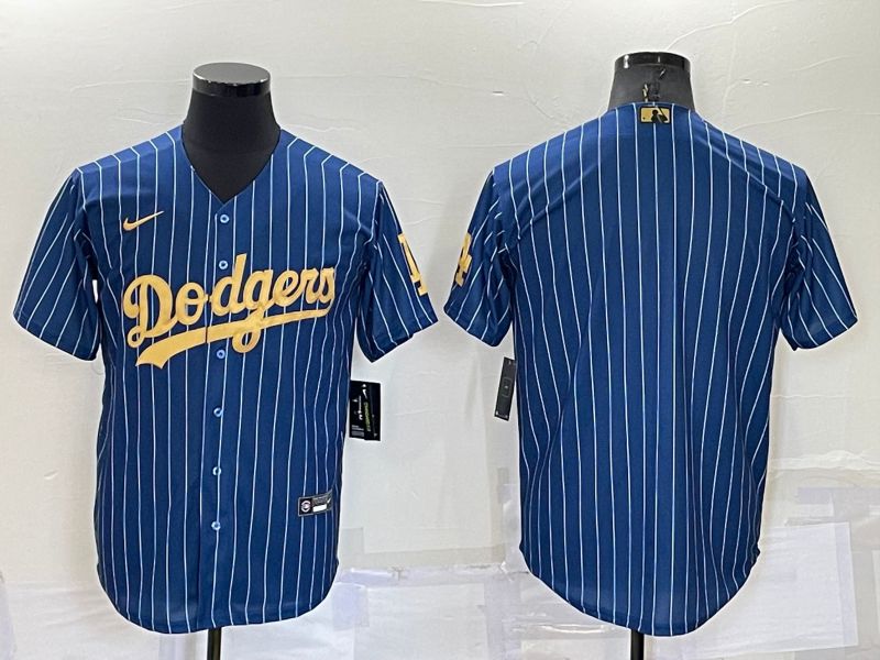 Men Los Angeles Dodgers Blank Blue Stripe Gold Throwback Nike 2022 MLB Jersey->new york yankees->MLB Jersey